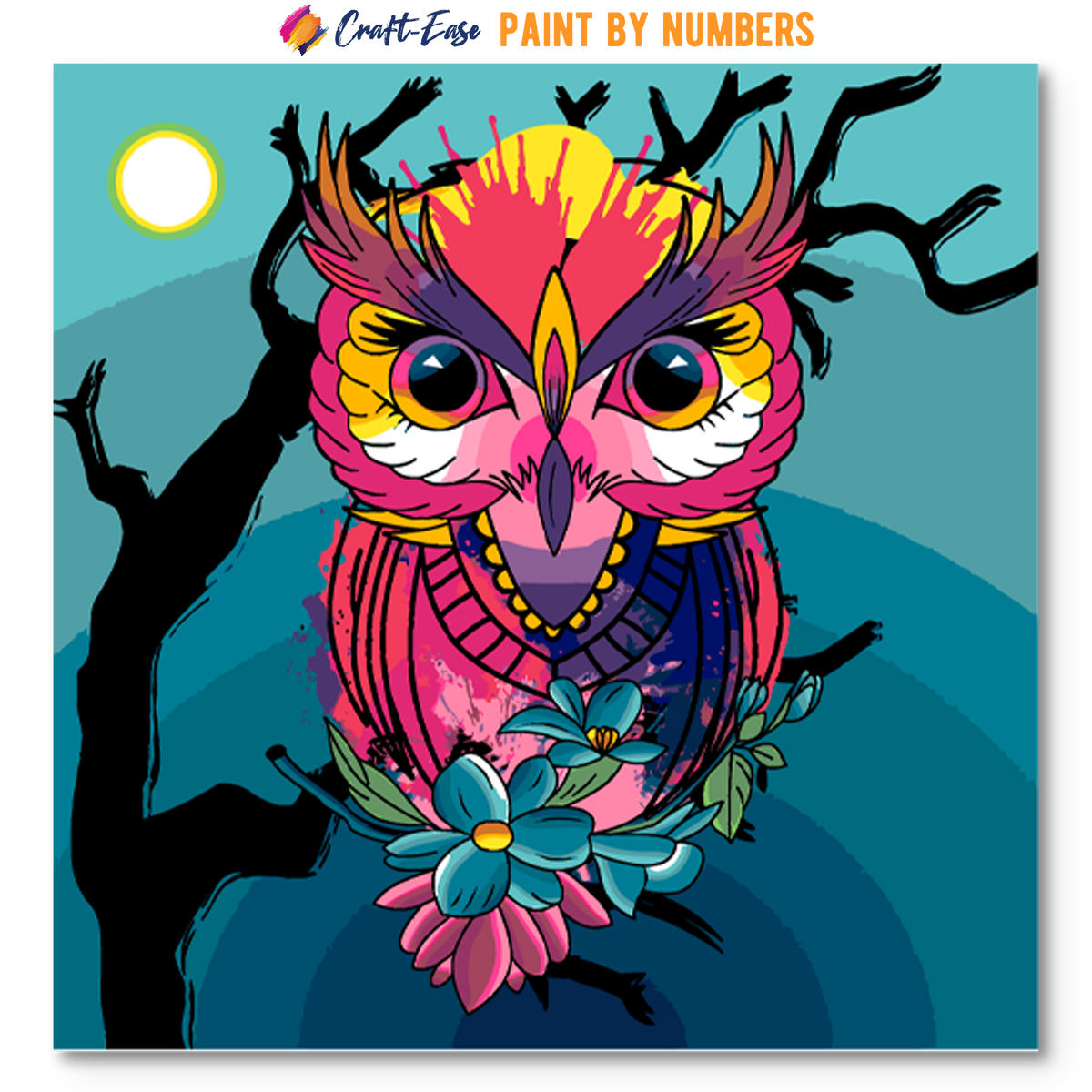 Paint by Numbers for Kids Ages 8-12 DIY Neon Owl Paint by Number on Rolled  Canvas Colorful Paintworks Animals, Without Frame, 20x16 Inch 