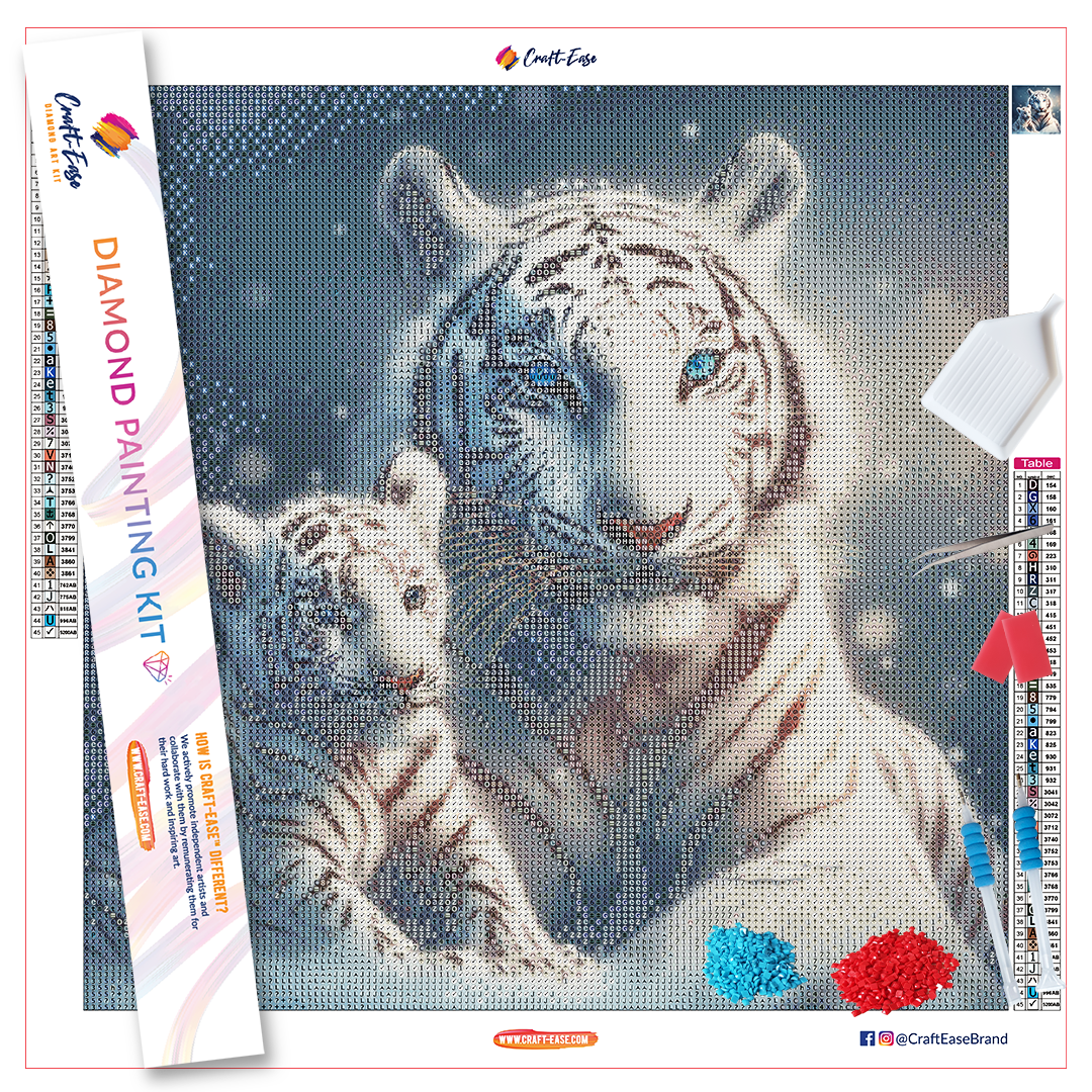Stalking Tiger Diamond Painting Set by Wizardi. WD2408 Diamond Art Kit.  Large Diamond Painting Kit 