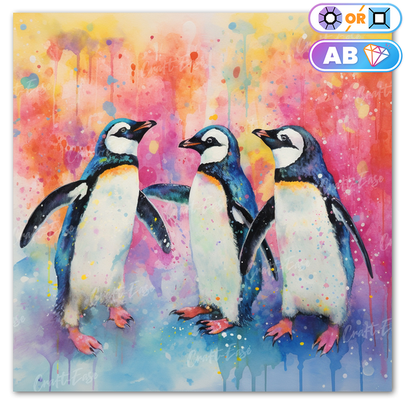 Kit de peinture diamant « Penguin Triplets » Craft-Ease™ (Plusieurs tailles)