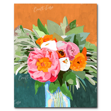 "Peonies on Orange" Paint By Numbers Craft-Ease™ - Exclusive Series (50 x 40 cm)