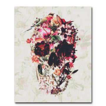 Floral Heart Skull, 5D Diamond Painting Kits