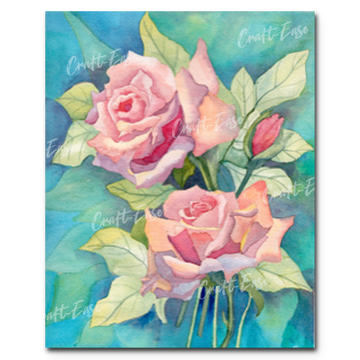 Peinture par numéros « Roses sur turquoise » Craft-Ease™ - Série exclusive (50 x 40 cm)