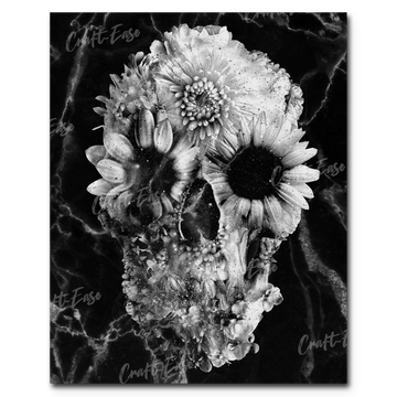 Peinture par numéros "Crâne Floral Deux Marbres" Craft-Ease™ (50 x 40 cm)