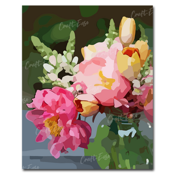 "Bouquet de pivoines" Peinture par numéros Craft-Ease™ (50 x 40 cm)