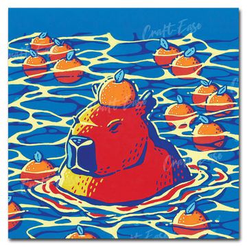 Peinture par numéros "Capybara avec oranges" Craft-Ease™ (40 x 40 cm)