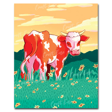 "Vache au coucher du soleil" Peinture par numéros Craft-Ease™ (50 x 40 cm)