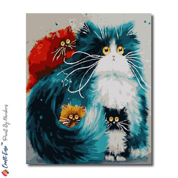 "Majestic Cats United" - Paint By Numbers Craft-Ease™ (50 x 40 cm) - Craft-Ease