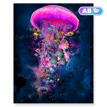 Sea Life Diamond Painting Kit - Jellyfish Ride Summer Flat  Twenty-Seventeen– Craft-Ease