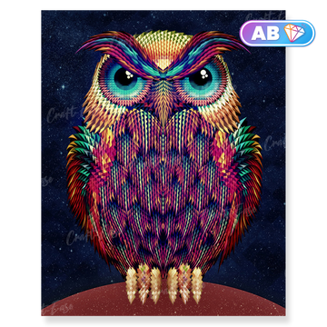 "Neon Owl" Diamond Painting Kit Craft-Ease™ (50 x 40 cm)