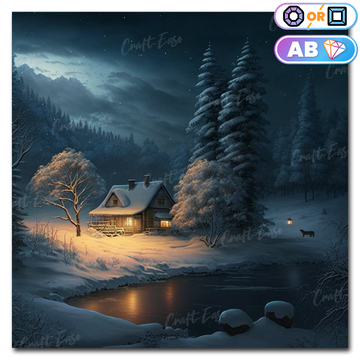 "Cabin in the Snow" Diamond Painting Kit Craft-Ease™ (Multiple sizes)