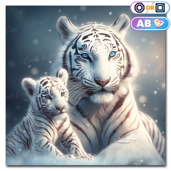 Kit de peinture diamant « Tigre blanc » Craft-Ease™ (Plusieurs tailles)